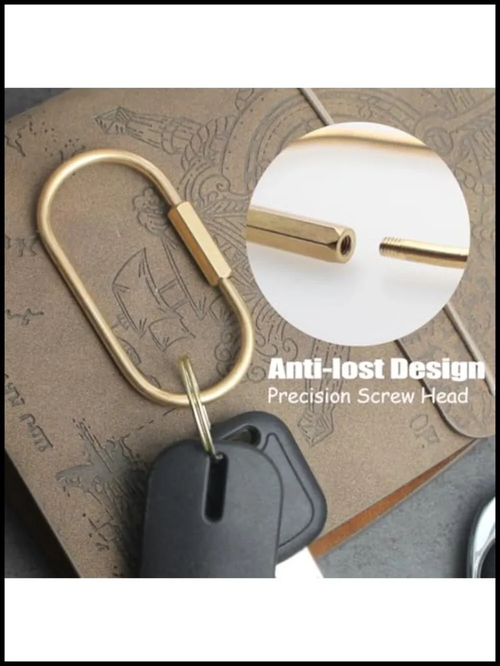 Solid Brass Screw Lock Carabiner Keychain Clip for Purse Bag Charm Holder